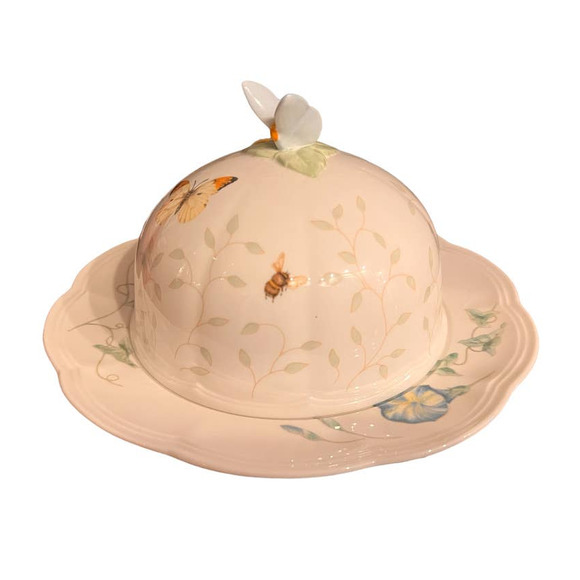 Lenox Butterfly Meadow DISCONTINUED Louise Le Luyer Covered Set Cheese Butter - Picture 1 of 13